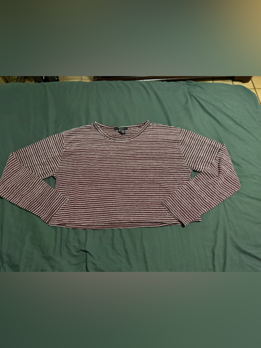 Forever 21 Burgundy and White Striped Long Sleeve Tee